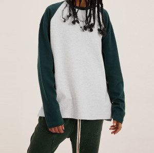 Custom Men's Contrast Sweatshirts| American Style Splicing Color Top Slit Long Sleeve T-Shirt Retro Fashion Pair Loose Casual Top