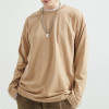 Custom Men's Thickened Double Yarn Solid Color Pullover T-Shirt Loose Cotton Base Long Sleeve Fashionable Top