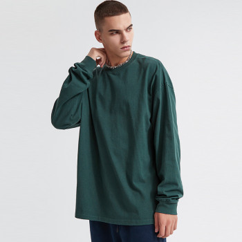Custom Men's Washed Long Sleeve T-Shirt Pure Cotton Tide  Off Shoulder Autumn Winter High Quality Loose Top