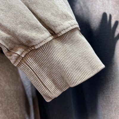 Custom Men's Washed Batik Black Shadow Long Sleeve Digital Print T-Shirt Personality Niche Hip Hop Fashion T-Shirt