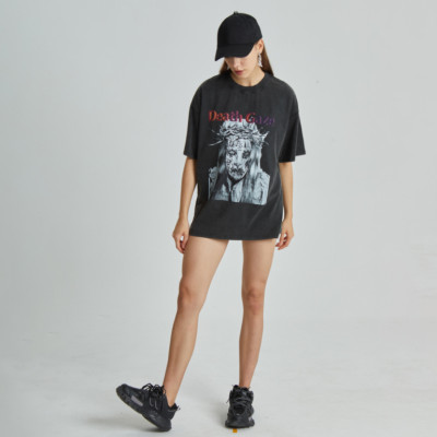 Custom Women's 100% Cotton Acid Wash T-shirt Vintage Style with Custom DTG Print Logo