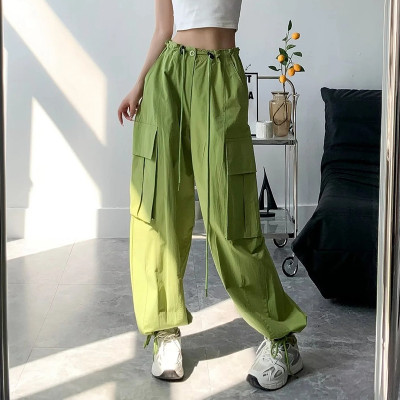 Custom Women's Multi-pocket Loose Wide-leg Casual Pants|Custom High Waist Retro Pants|Wholesale Autumn Pants
