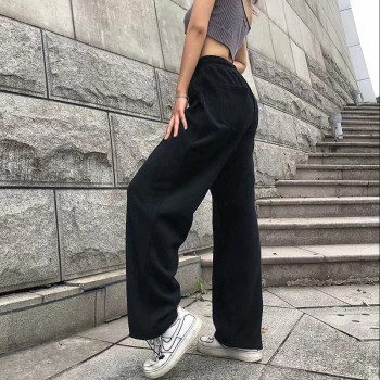 Custom Women's Trendy Casual sweatpants High Street Hip Hop Pant Stretchy  Middle Waist Street Dance Sweatpant