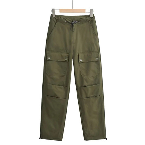 Custom Personality Front Pocket Cargo Pants|Wholesale Loose Wide-leg Cargo Pants|Custom Straight Casual Cargo Pants