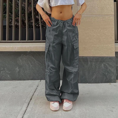 Custom European American Style Women's High Street Hip Hop Pant Wear Autumn High Waist Loose Cargo sweatpant