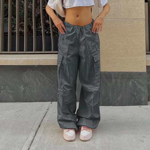 Custom European American Style Women's High Street Hip Hop Pant Wear Autumn High Waist Loose Cargo sweatpant