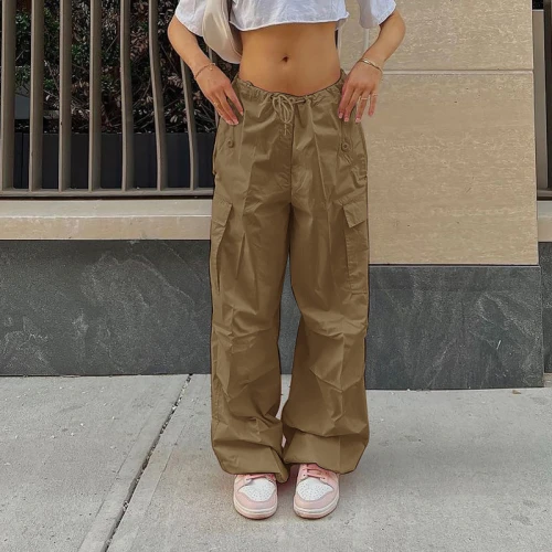 Custom European American Style Women's High Street Hip Hop Pant Wear Autumn High Waist Loose Cargo sweatpant