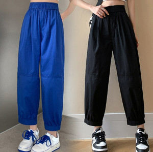 Custom Women's Colorful Trendy Casual Loose Pant With Pocket In Two Side Sweatpant Straight High Street Trousers