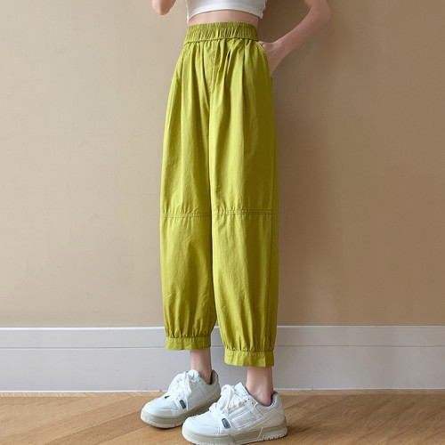Custom Women's Colorful Trendy Casual Loose Pant With Pocket In Two Side Sweatpant Straight High Street Trousers