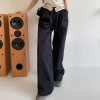 Custom Women's Autumn Turn-up Waist Design Pants|Wholesale Wide-leg Mopping Pants|Custom High Street Pants