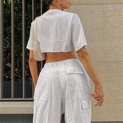 Custom Women's  Europe The United States Autumn High Waist Broad Legs Loose High Street Sweatpant