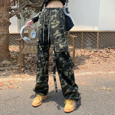 Custom Retro Camouflage Casual Pants|Custom High Street Straight Wide-leg Pants|Wholesale Autumn Cargo Pants
