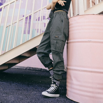 Custom Women's Drawstring Casual Pants| Trendy Cargo Pant  With Two Big Pocket In Two Side Pant High Street Hip Hop Trousers