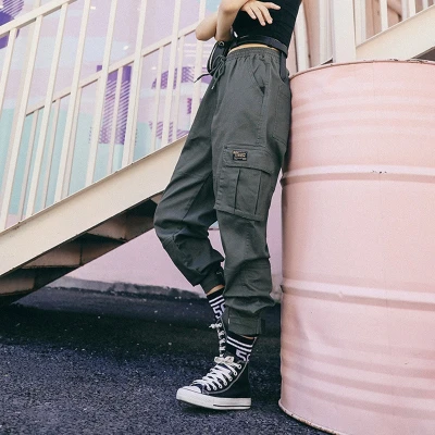 Custom Women's Drawstring Casual Pants| Trendy Cargo Pant  With Two Big Pocket In Two Side Pant High Street Hip Hop Trousers