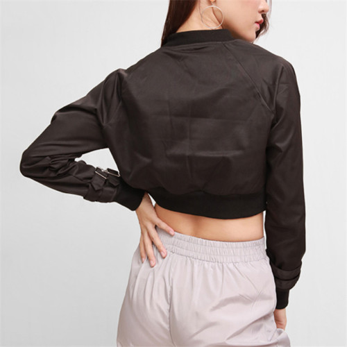 Custom 's High Streetwear Women's Jacket|Custom Women's Jacket With Decorative buckle | 2022 New Design Zipper Crop Jacket From Rainbow Touches