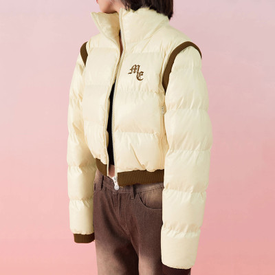 Custom Women's Puff Jacket| Zipper Up Women's Winer Jacket Manufacturer| Custom Removable sleeve Puff Jacket For Women