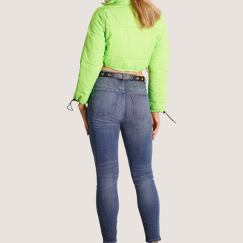 Custom Women's Fashion Crop Jacket| Short Fluorescent Green Down Jacket| 2022 New Design Crop Jacket For Women