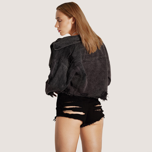 Custom Women's Acid Wash Jacket| 2023 New Design Crop Jacket| Custom 100% Cotton Retro Jacket