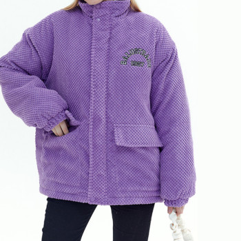 Custom Women's Winter Coat| Fashion Corduroy Embroidered Logo Thickened Coat