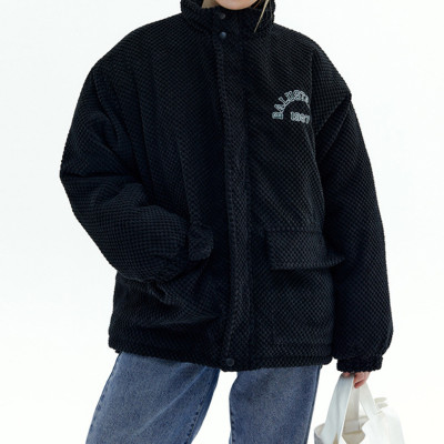 Custom Women's Winter Coat| Fashion Corduroy Embroidered Logo Thickened Coat