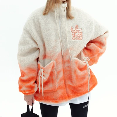 Custom Gradiant Women's Coat| Thick Fabric Winter Coat For Women| Custom Lamb Wool Coat