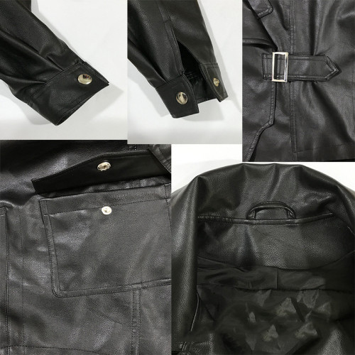 Custom Women's Popular Jacket Dark Color Biker Style Crop Leather Jacket