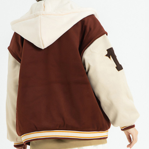 Custom Women's Fashion Baseball Jacket| Custom Embroidery Patches Women's Jacket| 2022 New Design Hooded Jacket For Women