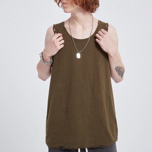 Wholesale Mens High Street Tank Top| 100% Cotton Sports Vest In Stock| Mens Casual Hole Design Tank Top On Sale