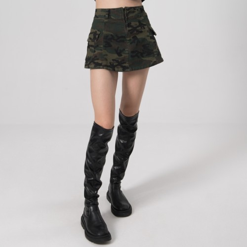 Custom Women Trendy Casual Skirts | High Street Hip Hop Skirts |Camouflage Middle Wasit  Denim Skirts