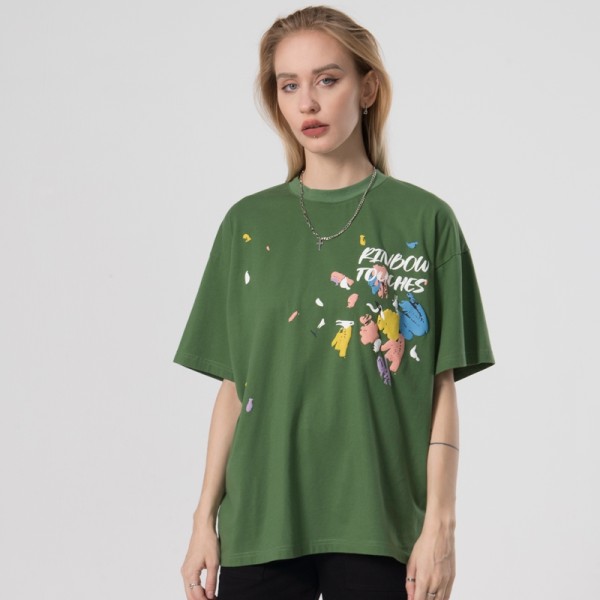 Camisetas lavadas personalizadas para mujer| Camisetas 100% algodón con estampado de hojaldre personalizadas | Camisetas De Deporte De Danza al por mayor