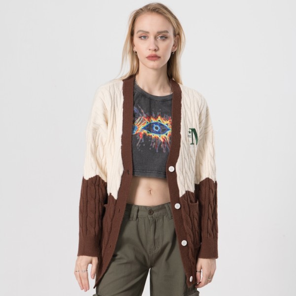 Custom Women's Medium Weight Sweater Coat|Button Sweater Coat|Embroidery Logo Sweater Coat|Simple Fashion Style Sweater Coat