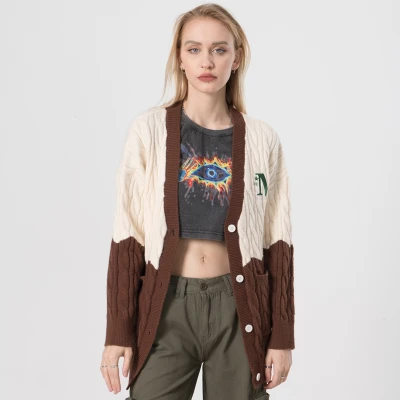 Custom Women's Medium Weight Sweater Coat|Button Sweater Coat|Embroidery Logo Sweater Coat|Simple Fashion Style Sweater Coat