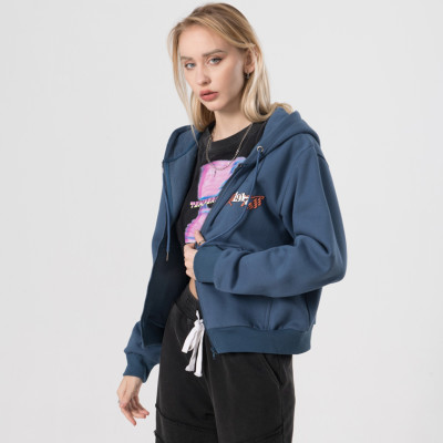 Women's Zipper Up Hoodie Manufacturer| 100% Cotton Fleece Women Hoodie| Wholesale Women's Puff Print Hooded Jacket