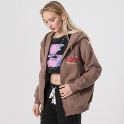 Women's High Street Hooded Jacket Manufacturer| Custom 100% Cotton Winter Jacket | Wholesale Women's Embroidery Zipper Up Jacket