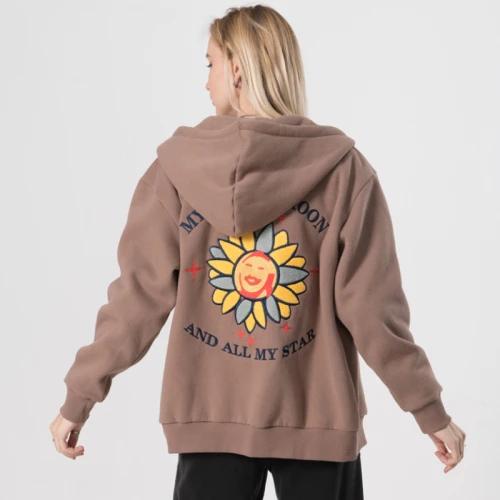 Women's High Street Hooded Jacket Manufacturer| Custom 100% Cotton Winter Jacket | Wholesale Women's Embroidery Zipper Up Jacket