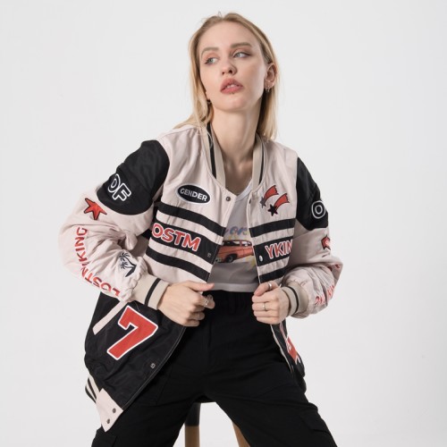 Custom Women's Khaki Nylon Jacket|Very Cool Biker Jacket|2022 Hot Fashion Style Jacket For Women|Autumn/Winter Must-have Jackets