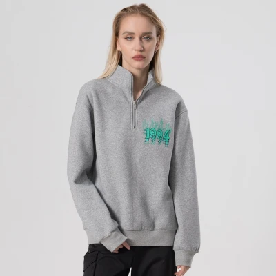 Women's Half Zipper Hoodie Manufacturer| Custom 100% Cotton Winter Hoodie| 2022 New Design Chap Printing Paste Hoodie For Women