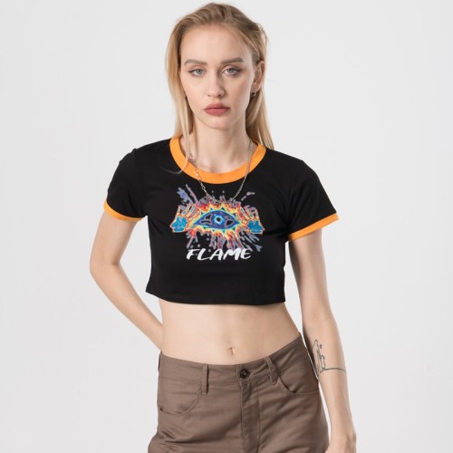 Custom Women's Crop T-shirts| Custom 100% Cotton Crop T-shirts| Wholesale Printing High Street Crop T-shirts