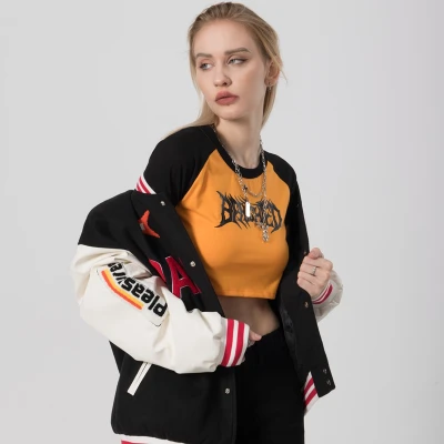 Custom Women's Hip-pop Crop Shirts| Custom Printing Crop Shirts| Wholesale Short Sleeve Crop T-shirts