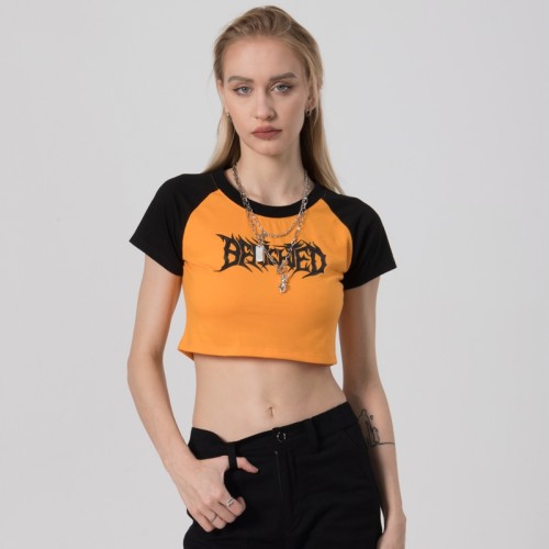Custom Women's Hip-pop Crop Shirts| Custom Printing Crop Shirts| Wholesale Short Sleeve Crop T-shirts