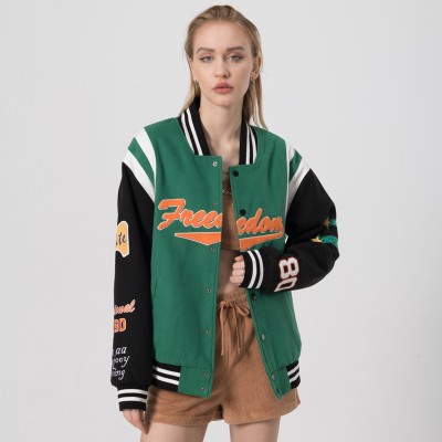Custom Women's 2022 Popular Green Varsity Jacket|Hot Fashion Style Jacket For Women|Autumn/Winter Must-have Jackets