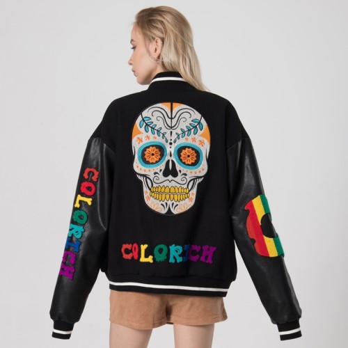 Custom Women's Big Colorful Chenille Patches Varsity Jacket|Hot Fashion Style Jacket For Women|Autumn/Winter Must-have Jackets