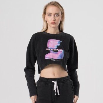 Custom Women's Long Sleeve Crop T-shirt|Custom Logo Acid Wash Crop T-shirt|2022 Hot Trend Crop T-shirt For Women