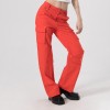 Custom Women's Cargo Pants|Fashion Zippered Pocket Design Pants|2022 Popular Orange Color Cargo Pants|Leg Custom logo Print Pants