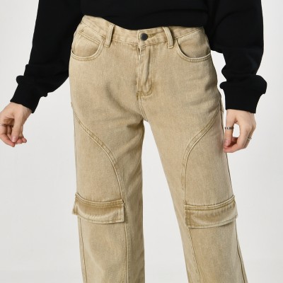 Custom Women's High Street Jeans|Acid Wash Vintage Style Jeans|Simaple Fashion Jeans For Women|Baggy Leg Opening Jeans