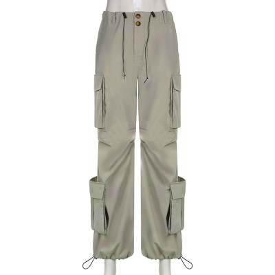 Custom Women's Casual Sport Cargo Pants| Custom Low Waist Loose Fit Cargo Pants| Wholesale Big Pockets Cargo Pants