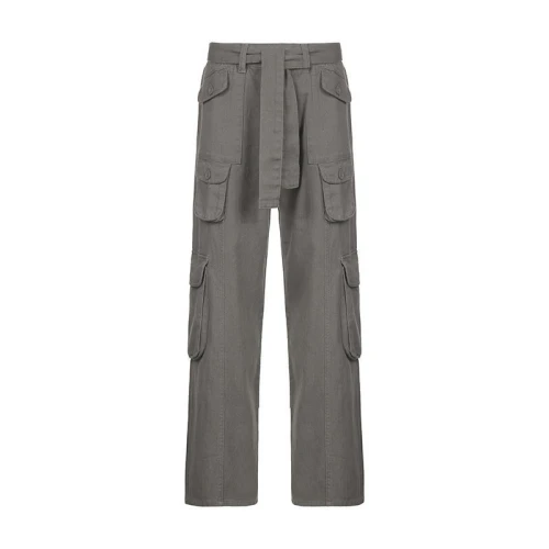 Custom Women's Retro Street Cargo Pants| Custom Multi-pocket Casual Cargo Pants| Wholesale Straight Wide Leg Cargo Pants