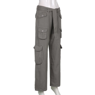 Custom Women's Retro Street Cargo Pants| Custom Multi-pocket Casual Cargo Pants| Wholesale Straight Wide Leg Cargo Pants
