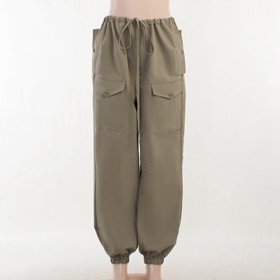 Custom Large Pockets Women's Cargo Pants| Custom Casual Sport Cargo Pants| Wholesale High Street Cargo Pants