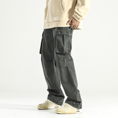 Custom Men Multi Pocket Cargo Pants | City Boy Wide Leg Pants  |  Street Heavy Duty Water Wash Pants